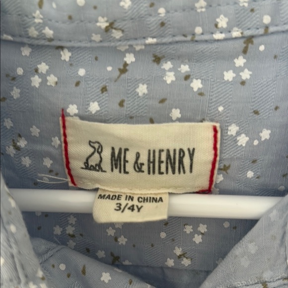 Me & Henry Blue Kids Shirt with White Stars, size 4T - Picture 3 of 4